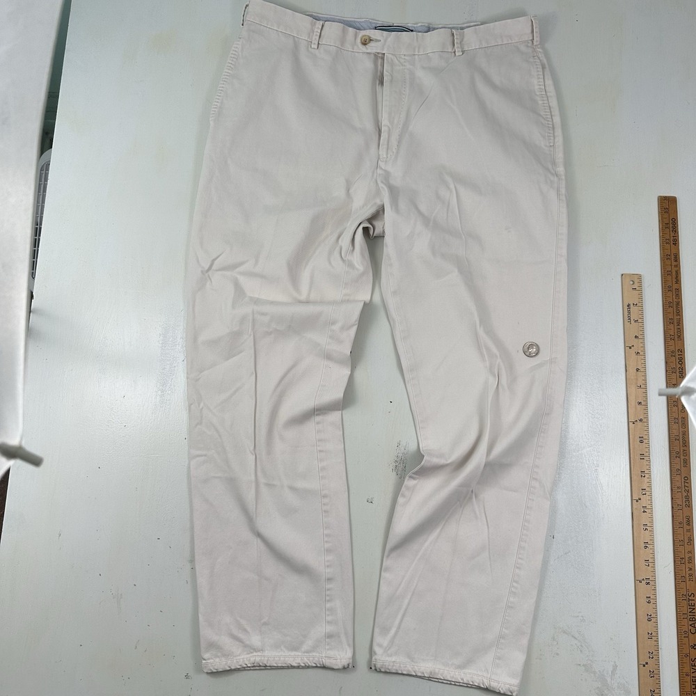 VTG Peter Millar 100% Pima Cotton Chino Pants Men 38x32 Cream Khaki Classic Peru - Picture 4 of 13